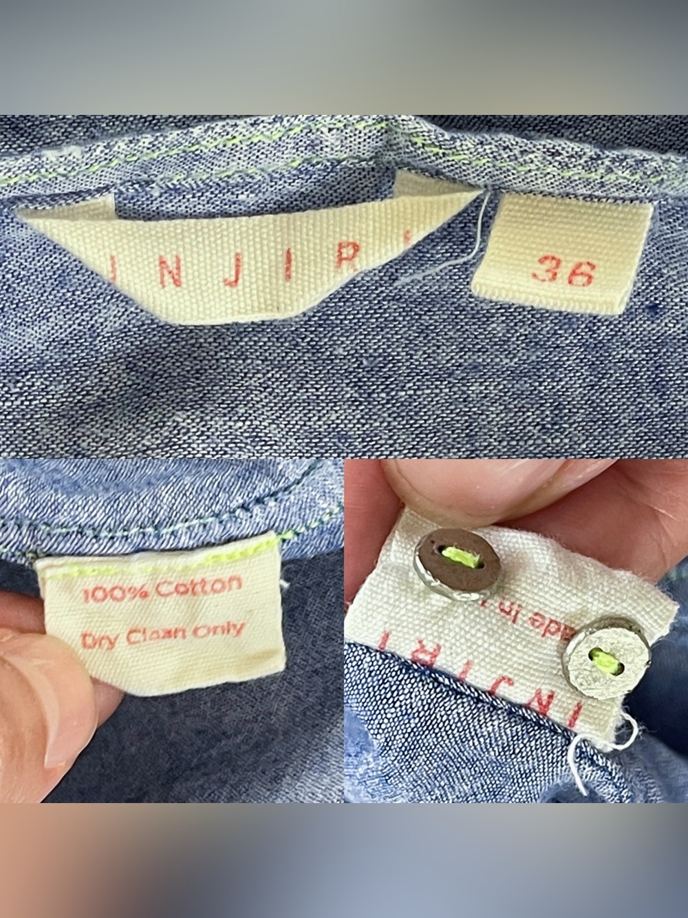 Injiri Core Khadi Tank Dress Handwoven Azure 36 GUC - Picture 6 of 7